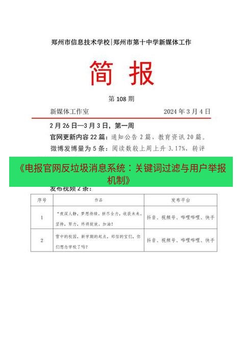 电报下载 《电报官网反垃圾消息系统：关键词过滤与用户举报机制》
