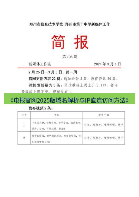 电报下载 《电报官网2025版域名解析与IP直连访问方法》